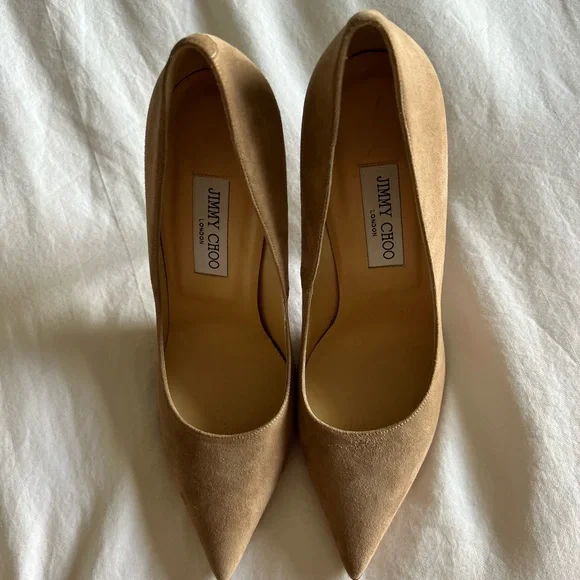Jimmy Choo Tan Suede Romy Pumps - Picture 3 of 10
